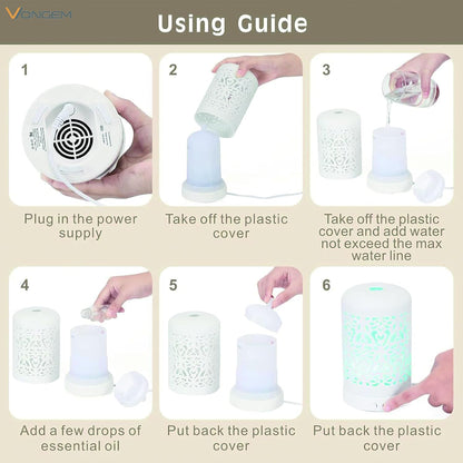 Essential Oil Diffusers Aromatherapy White Humidifier Desk 100Ml Diffuser Small Ultrasonic Machine Waterless Auto-Off