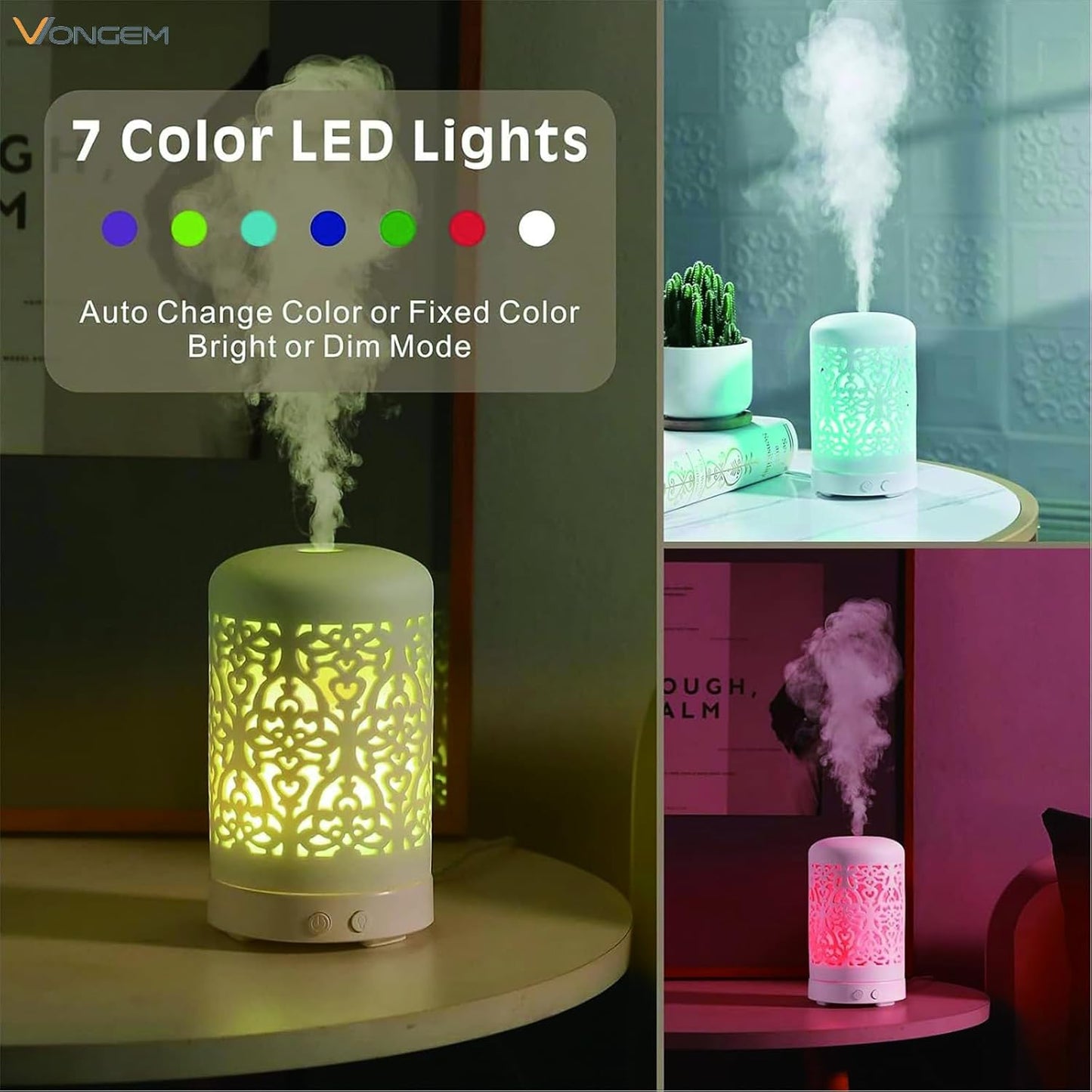 Essential Oil Diffusers Aromatherapy White Humidifier Desk 100Ml Diffuser Small Ultrasonic Machine Waterless Auto-Off