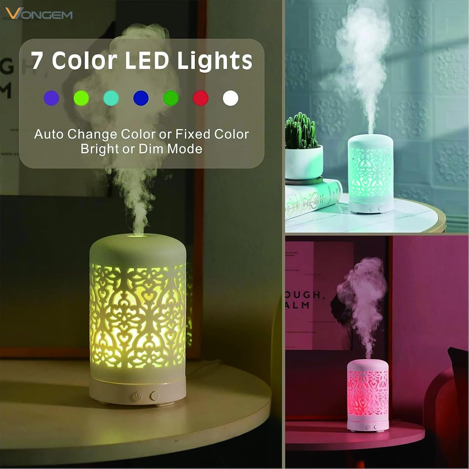 Essential Oil Diffusers Aromatherapy White Humidifier Desk 100Ml Diffuser Small Ultrasonic Machine Waterless Auto-Off