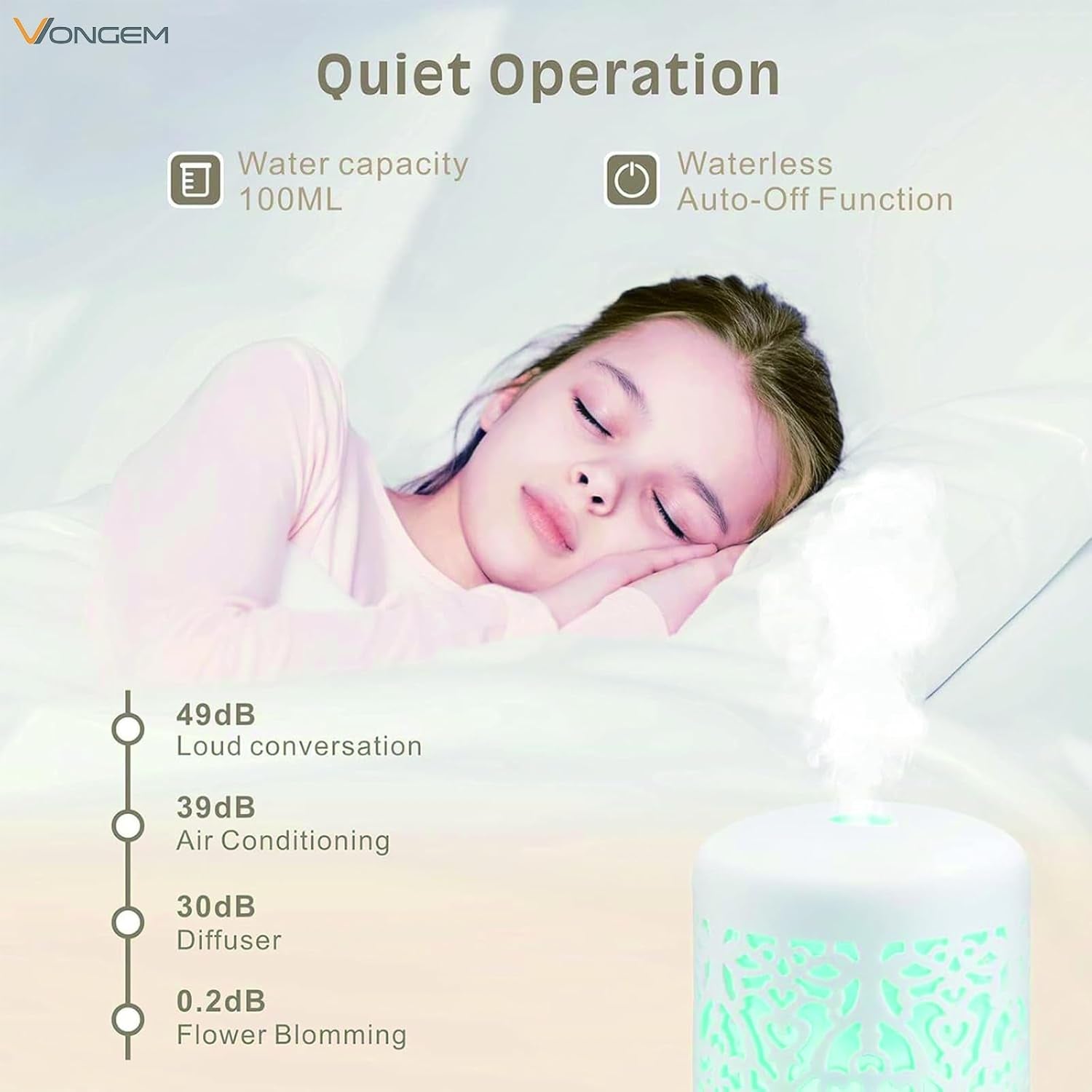 Essential Oil Diffusers Aromatherapy White Humidifier Desk 100Ml Diffuser Small Ultrasonic Machine Waterless Auto-Off